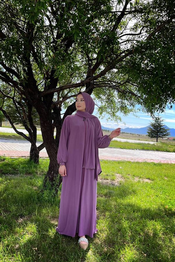 Sayra Shawl Kadın Gül Kurusu Şallı Ferace SYR006