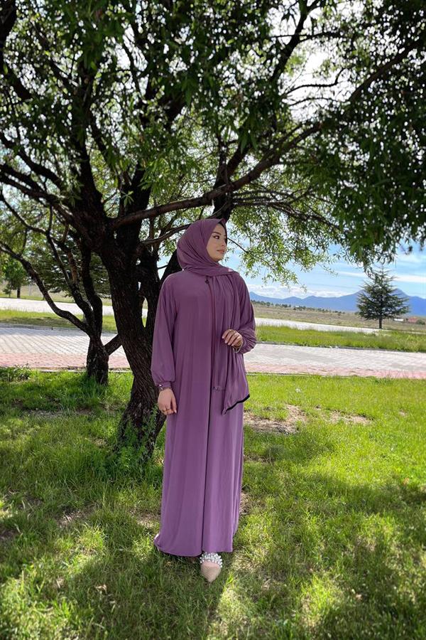 Sayra Shawl Kadın Gül Kurusu Şallı Ferace SYR006
