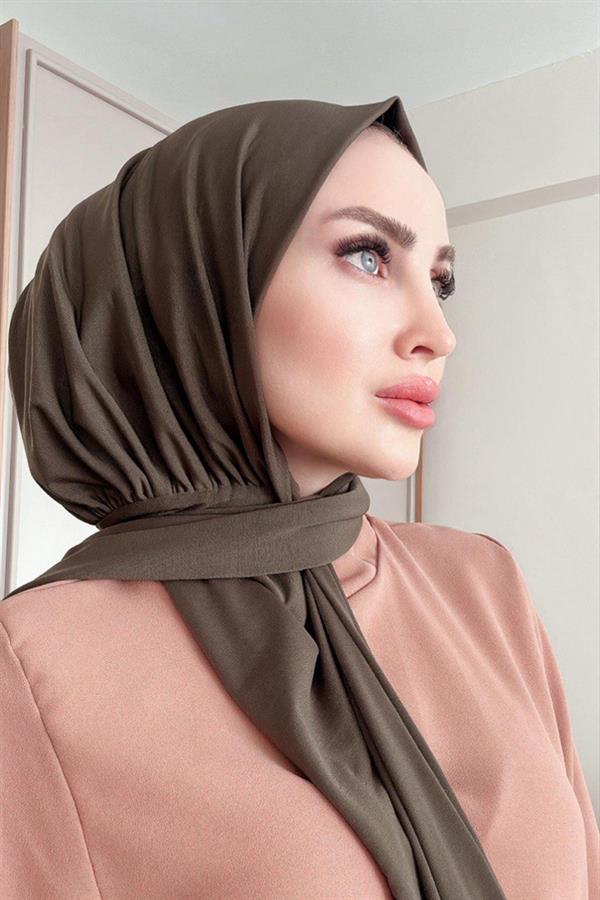 Sayra Shawl Kadın Haki Likralı Kumaş Hazır Çıtçıtlı Şal SYR008