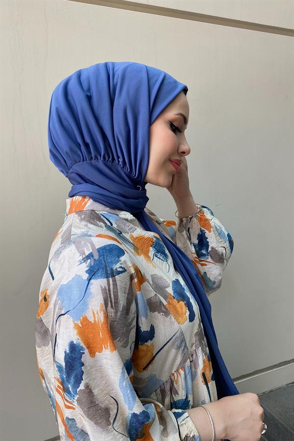 Sayra Shawl Kadın İndigo Sandy Kumaş Hazır Şal