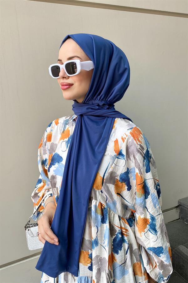 Sayra Shawl Kadın İndigo Sandy Kumaş Hazır Şal