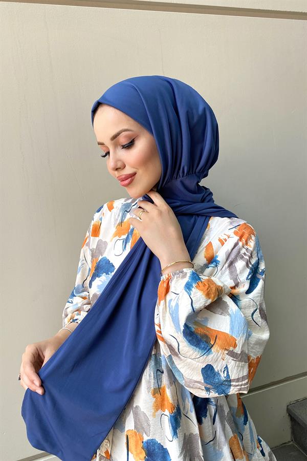 Sayra Shawl Kadın İndigo Sandy Kumaş Hazır Şal