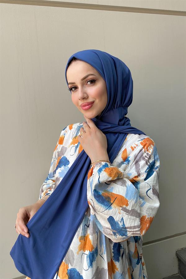 Sayra Shawl Kadın İndigo Sandy Kumaş Hazır Şal