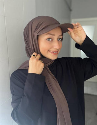 Sayra Shawl Kadın Kahverengi Boneli Şapka Şal