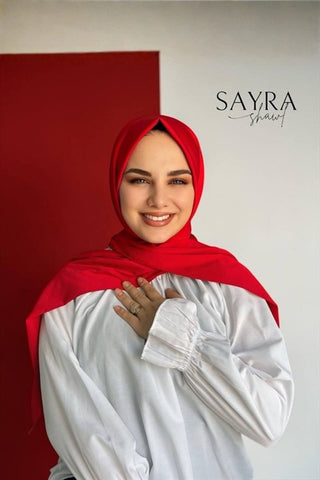 Sayra Shawl Kadın Kırmızı Çıtçıtlı Hazır Şal