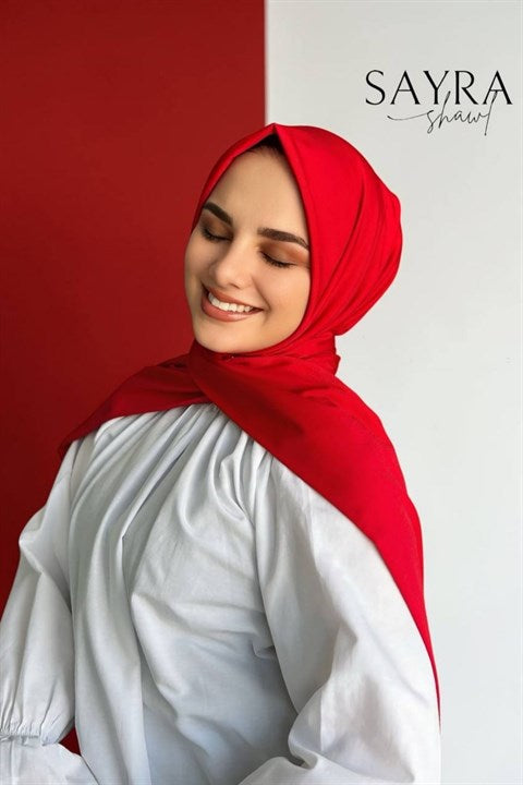 Sayra Shawl Kadın Kırmızı Çıtçıtlı Hazır Şal