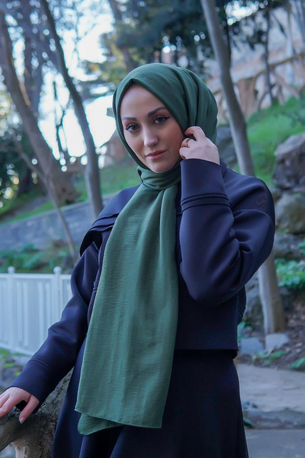 Sayra Shawl Kadın Koyu Yeşil Krep Şal