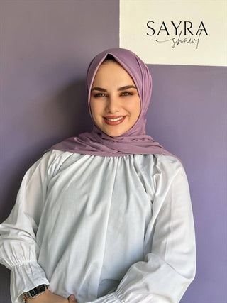 Sayra Shawl Kadın Lavanta Çıtçıtlı Hazır Şal