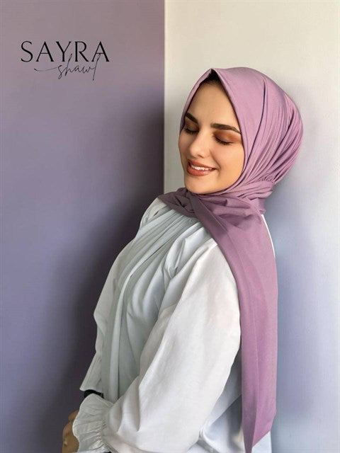 Sayra Shawl Kadın Lavanta Çıtçıtlı Hazır Şal