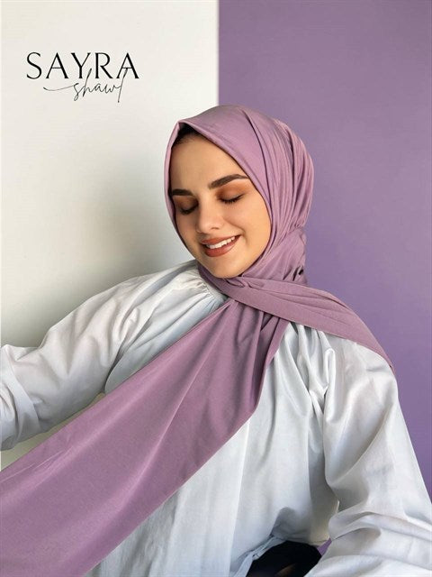 Sayra Shawl Kadın Lavanta Çıtçıtlı Hazır Şal