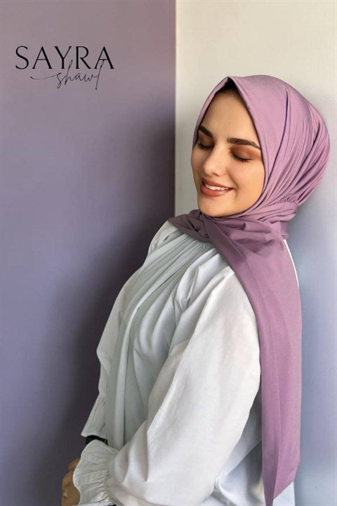 Sayra Shawl Kadın Lavanta Likralı Kumaş Hazır Çıtçıtlı Şal SYR008