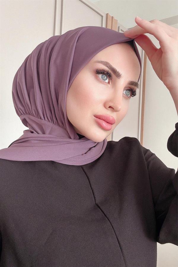 Sayra Shawl Kadın Lavanta Likralı Kumaş Hazır Çıtçıtlı Şal SYR008