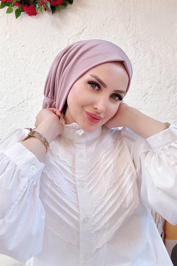 Sayra Shawl Kadın Lila Likralı Kumaş Hazır Çıtçıtlı Şal SYR008