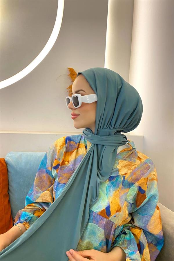 Sayra Shawl Kadın Küf Yeşili Çıtçıtlı Hazır Şal