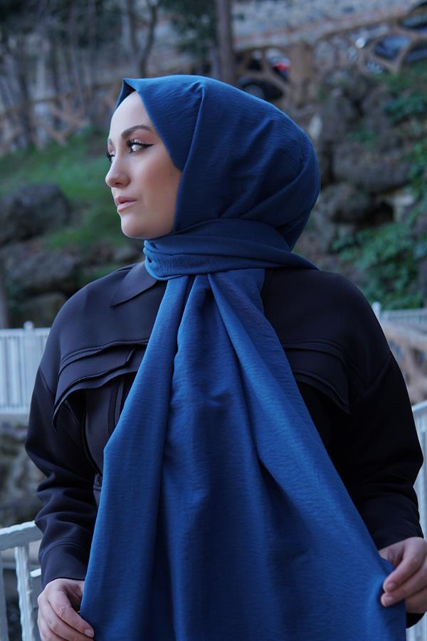 Sayra Shawl Kadın Petrol Mavisi Krep Şal