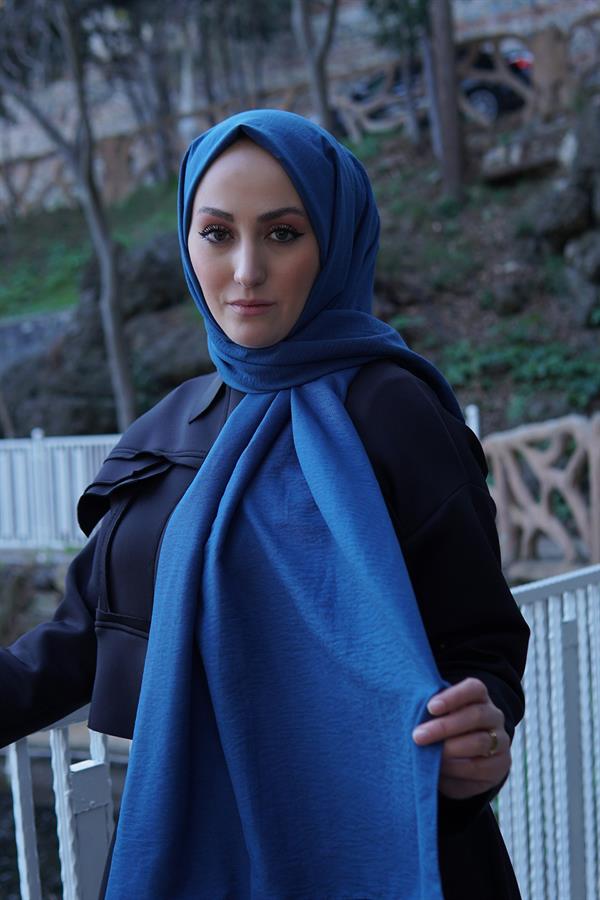 Sayra Shawl Kadın Petrol Mavisi Krep Şal