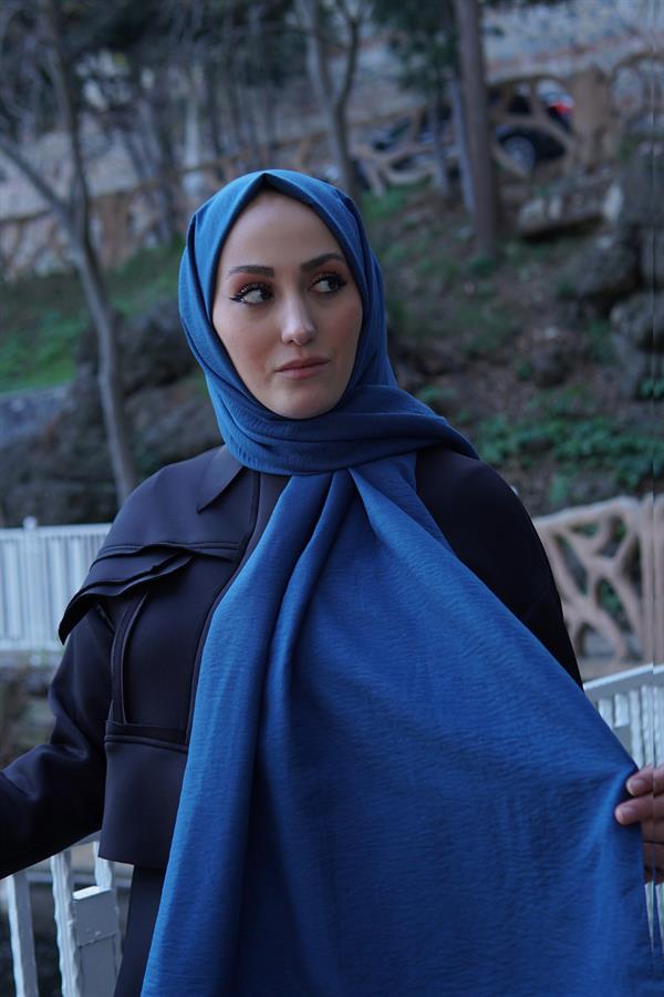 Sayra Shawl Kadın Petrol Mavisi Krep Şal