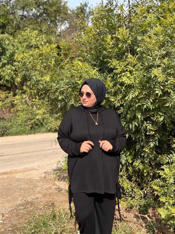 Sayra Shawl Siyah Buğlem Takım