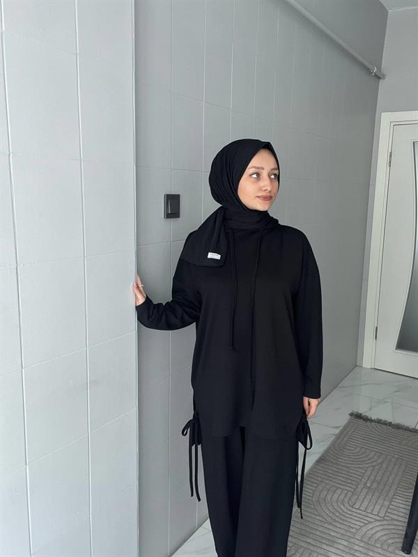 Sayra Shawl Siyah Buğlem Takım