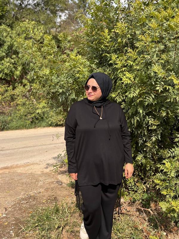 Sayra Shawl Siyah Buğlem Takım