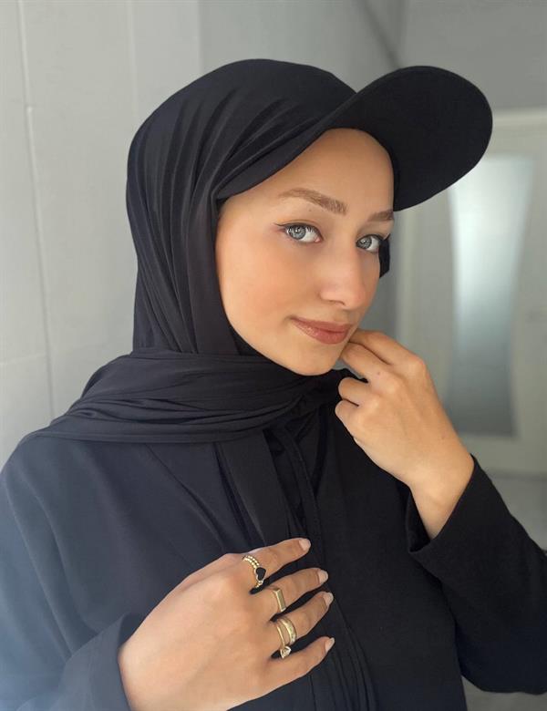 Sayra Shawl Kadın Siyah Boneli Şapka Şal