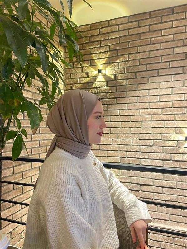 Sayra Shawl Kadın Vizon Çıtçıtlı Hazır Şal