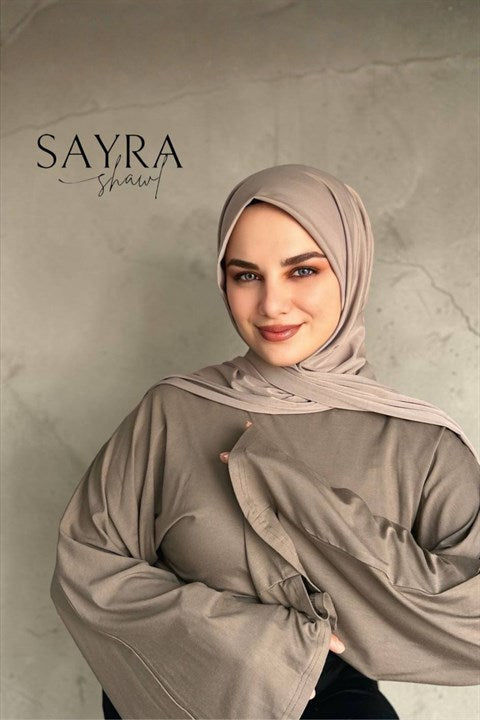 Sayra Shawl Kadın Vizon Çıtçıtlı Hazır Şal