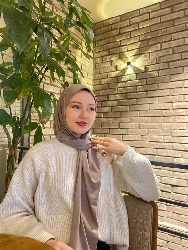 Sayra Shawl Kadın Vizon Çıtçıtlı Hazır Şal