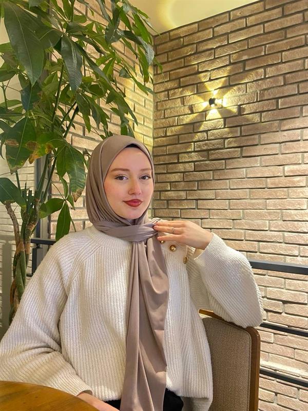 Sayra Shawl Kadın Vizon Çıtçıtlı Hazır Şal