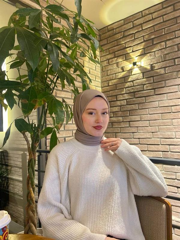 Sayra Shawl Kadın Vizon Çıtçıtlı Hazır Şal