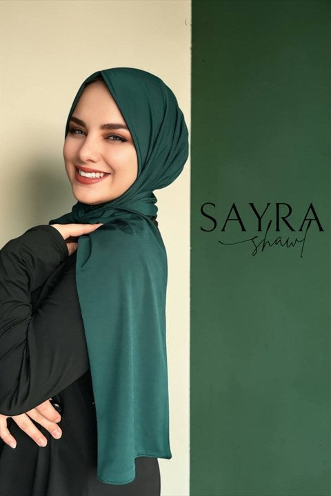 Sayra Shawl Kadın Zümrüt Yeşili Likralı Kumaş Hazır Çıtçıtlı Şal