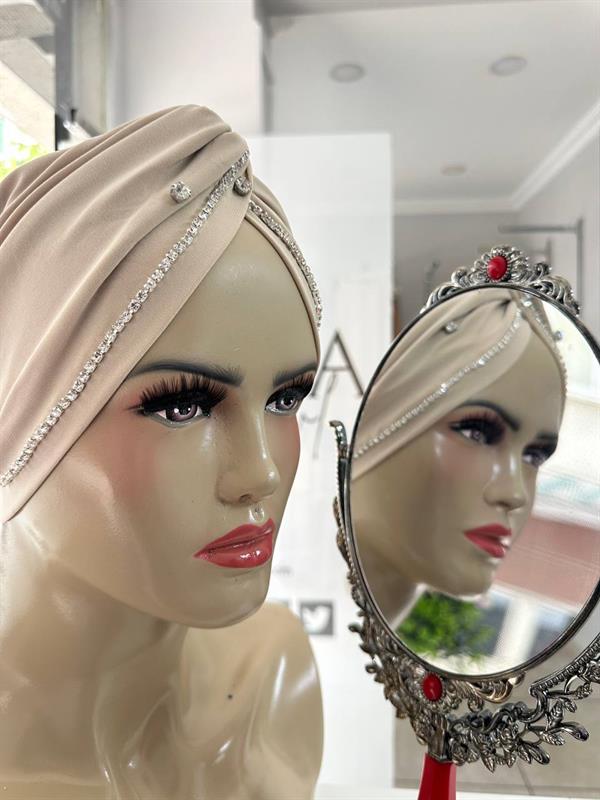 Sayra Shawl Kadın Taşlı Bone Bej