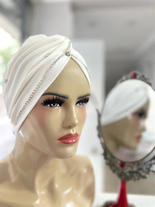 Sayra Shawl Kadın Taşlı Bone Beyaz