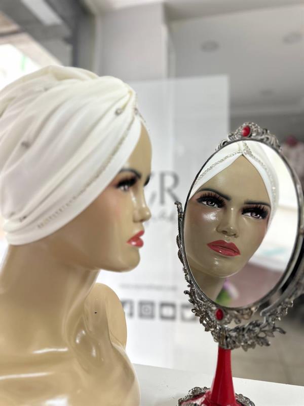 Sayra Shawl Kadın Taşlı Bone Beyaz