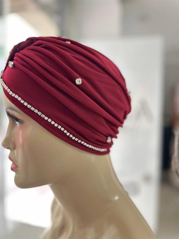 Sayra Shawl Kadın Taşlı Bone Bordo