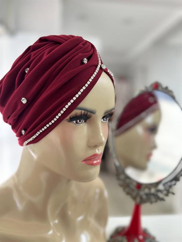 Sayra Shawl Kadın Taşlı Bone Bordo