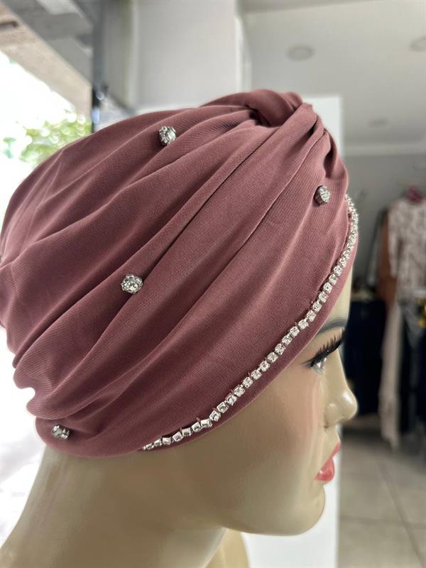Sayra Shawl Kadın Taşlı Bone Gül Kurusu