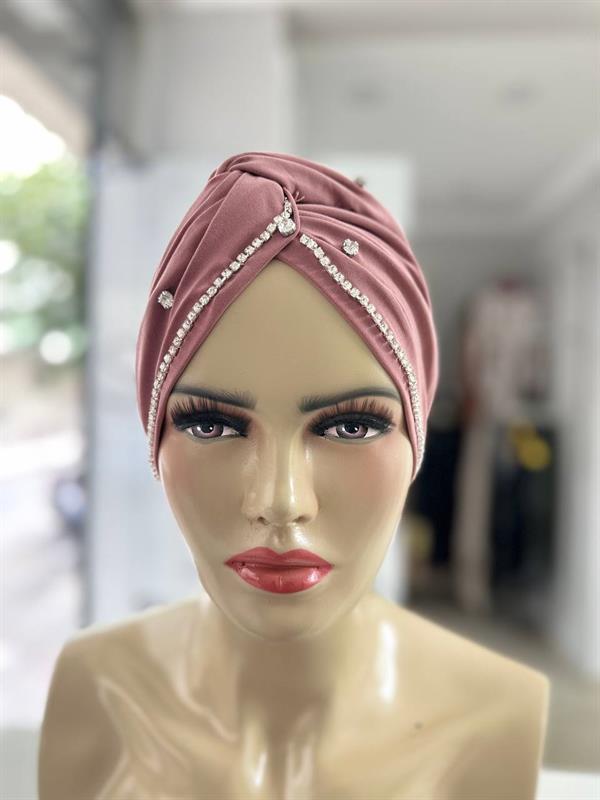 Sayra Shawl Kadın Taşlı Bone Gül Kurusu