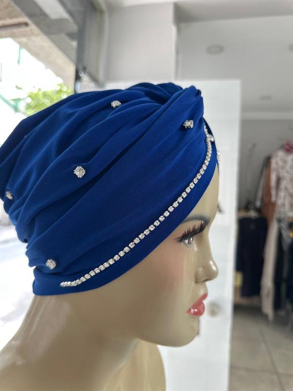Sayra Shawl Kadın Taşlı Bone Koyu Mavi