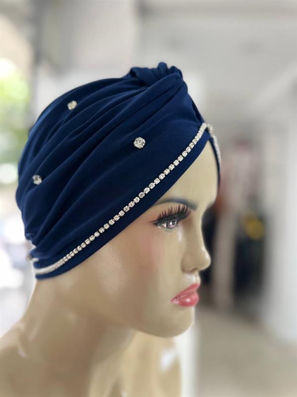 Sayra Shawl Kadın Taşlı Bone Lacivert