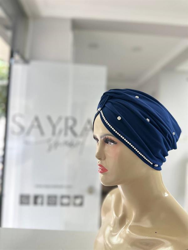 Sayra Shawl Kadın Taşlı Bone Lacivert