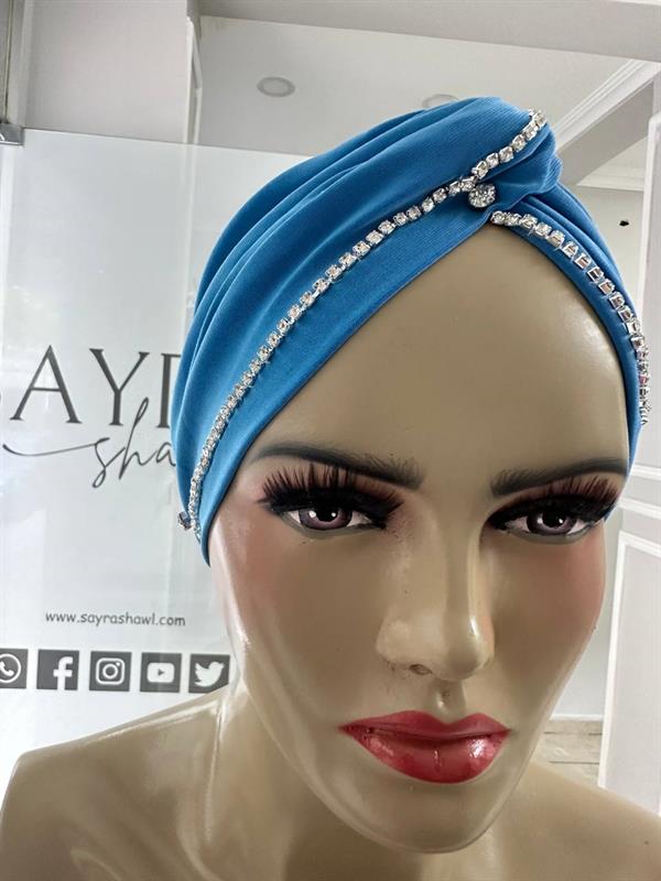 Sayra Shawl Kadın Taşlı Bone Mavi