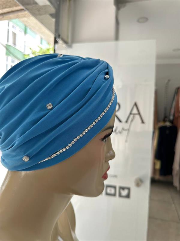 Sayra Shawl Kadın Taşlı Bone Mavi