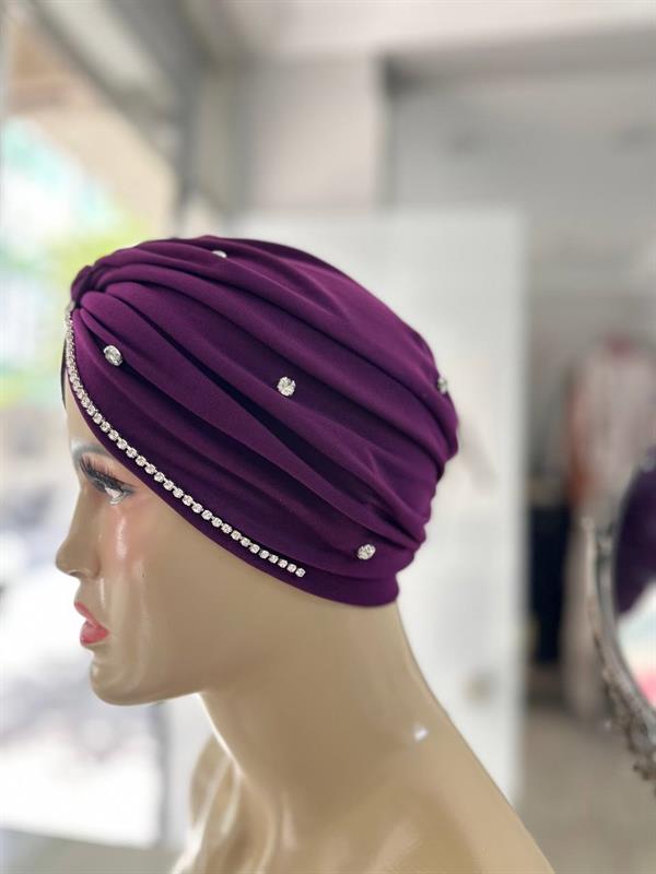 Sayra Shawl Kadın Taşlı Bone Mürdüm