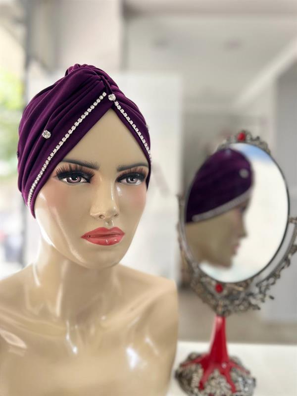 Sayra Shawl Kadın Taşlı Bone Mürdüm