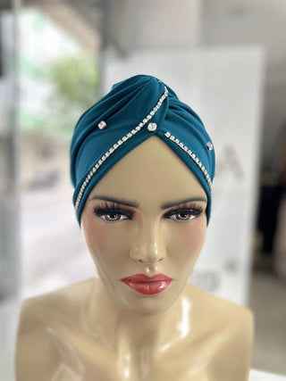 Sayra Shawl Kadın Taşlı Bone Petrol
