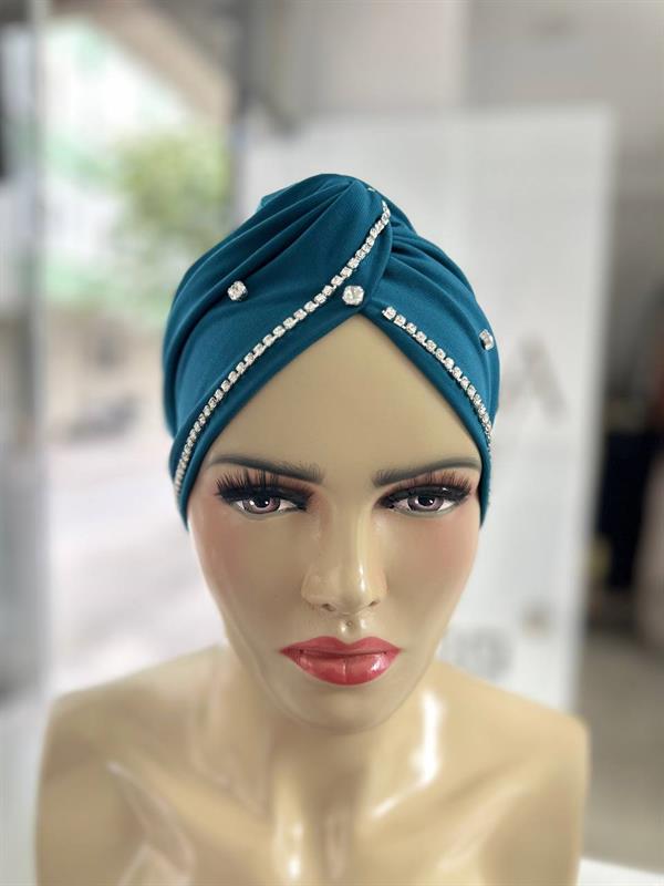 Sayra Shawl Kadın Taşlı Bone Petrol