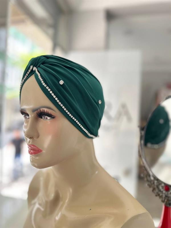 Sayra Shawl Kadın Taşlı Bone Zümrüt Yeşili