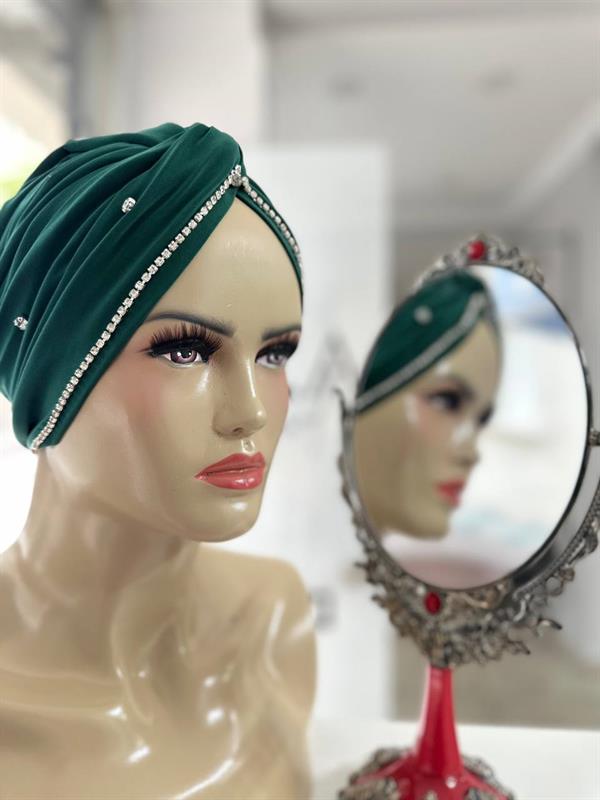 Sayra Shawl Kadın Taşlı Bone Zümrüt Yeşili
