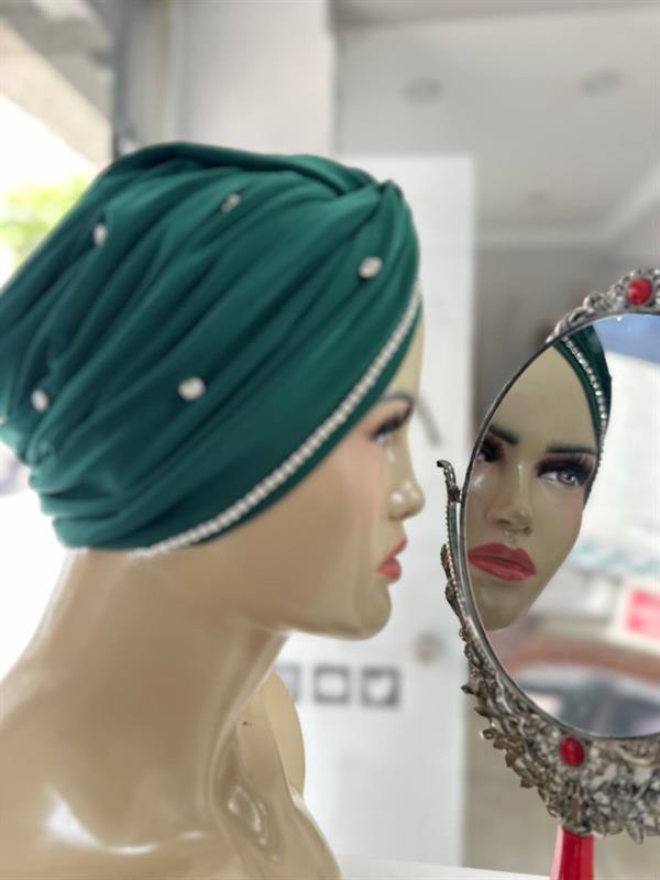 Sayra Shawl Kadın Taşlı Bone Zümrüt Yeşili
